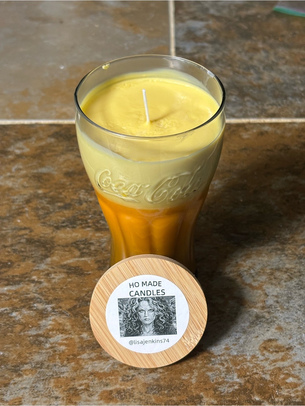 Coca-Cola Two-Tone Peaches and Cream Soy Wax Candle in Branded Glass